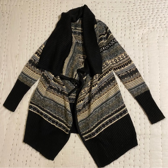 Kensie Shawl Collar Fair Isle Nomad Blanket Sweater Cardigan Size XS - Picture 7 of 8